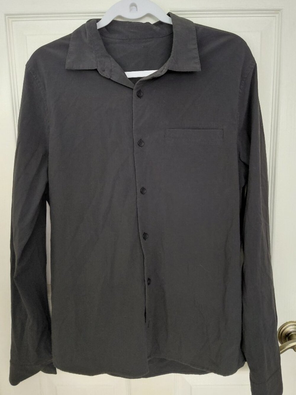 Lululemon Mens Black Button Up Blouse Top Pocket
